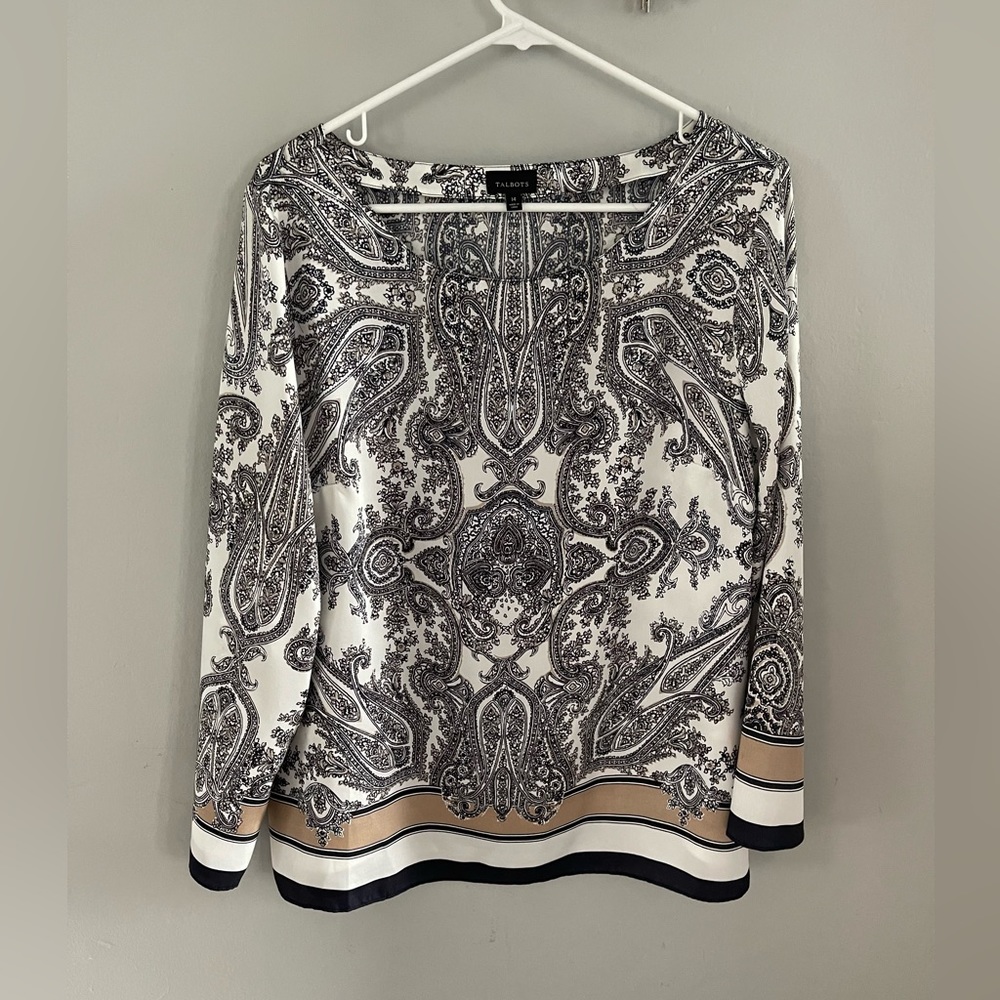 Talbots Satin long sleeves women top blouse Sz 14